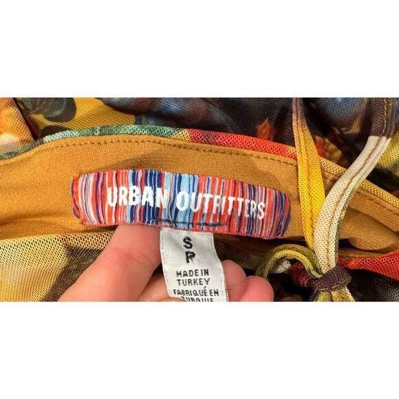Urban Outfitters UO Size Small Fruit Print Mesh Mini Dress Sexy Colorful Ruched - Picture 7 of 9